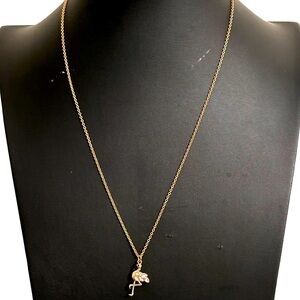Kate Spade Flamingo enamel and rhinestone on a rose gold chain